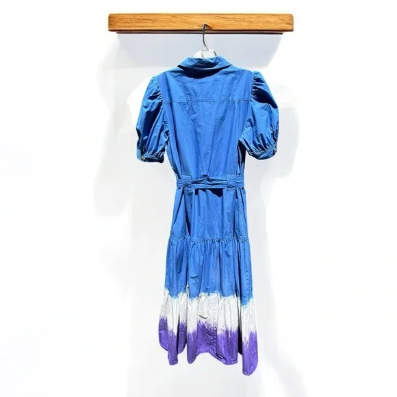 🌻 Derek Lam 10 Crosby Blue Dip Dye Midi Dress size 50 IT or size 14 US - Picture 8 of 13